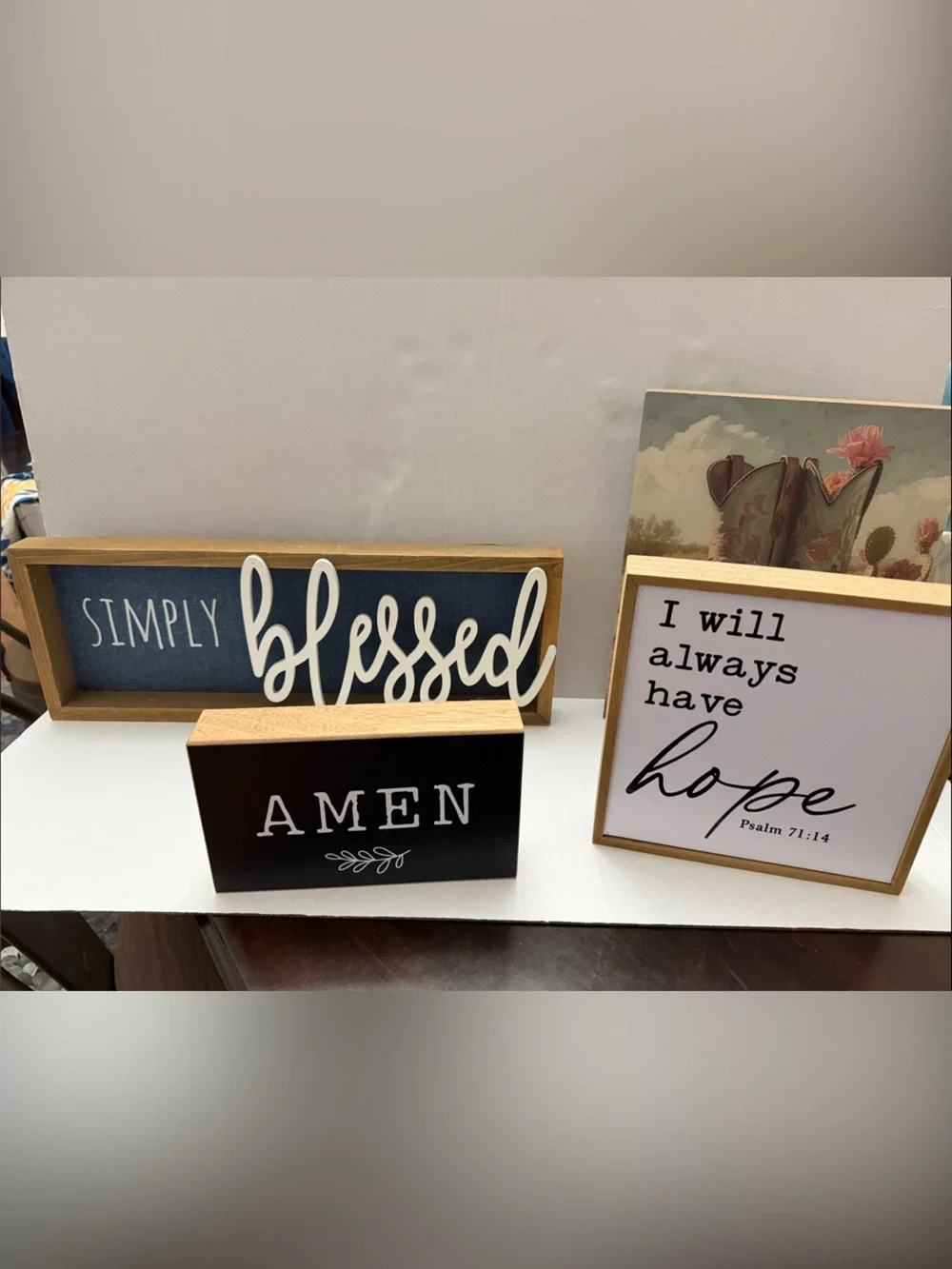 Simply Blessed & Hope Wall Sign Trio - Blue, Black, White